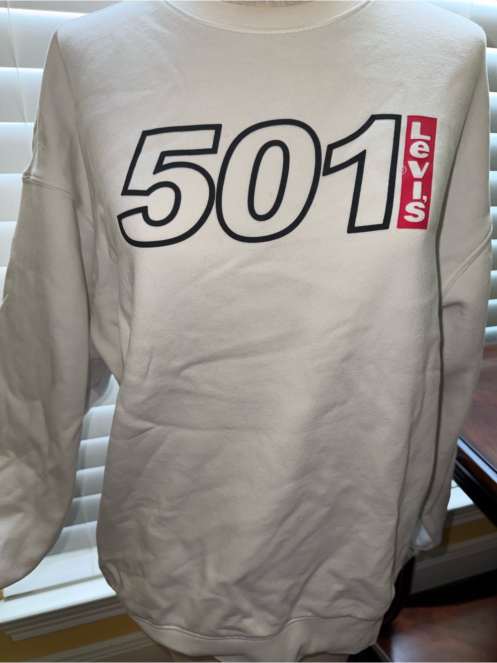 Vintage Levi's White Sweatshirt with Black 501 and Red Logo Unisex